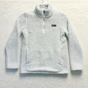Patagonia Kids Fuzzy Fleece Pullover White Quarter Zip Size M 10